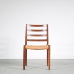 m25812 1970s Stained oak dining / side chair with papercord upholstery, model 85 Moller Moller, Denmark