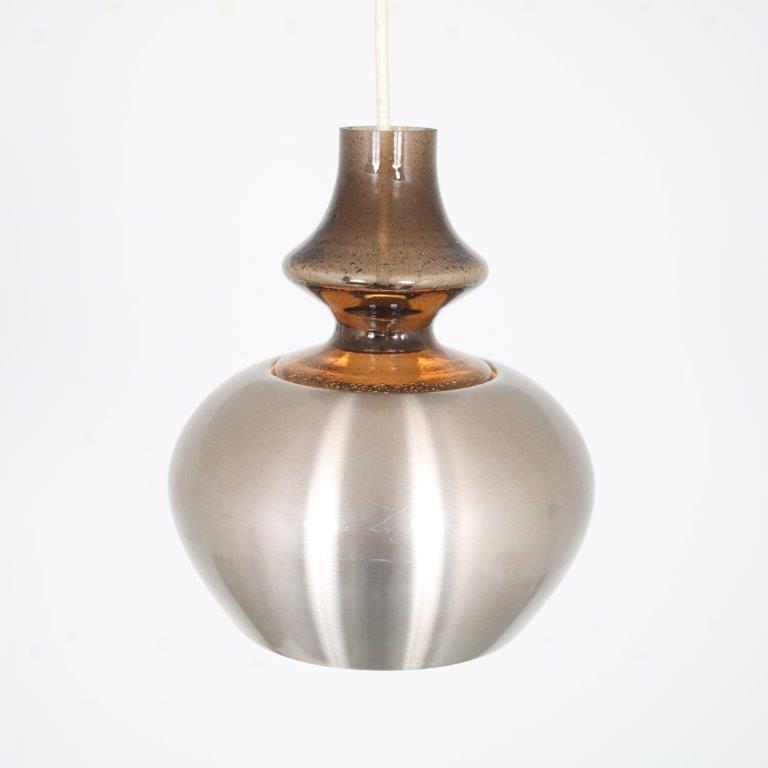 L4863 1970s "Carthago" hanging lamp in aluminium with glass Raak, Netherlands