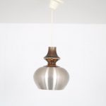 L4863 1970s "Carthago" hanging lamp in aluminium with glass Raak, Netherlands