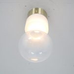 L4654 1960s beautiful ceiling lamp gold aluminium base with glass hout model: dewdrop Raak / NL