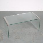 m25856 1970s Rectangular cofee / side table in glass with chrome corners Pierangelo Galotti Gallotti & Radice, Italy