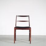 m25762 1950s Rosewooden dining / side chair with black leather upholstery Arne Vodder Sibast, Denmark
