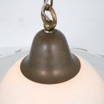 L4837 1970s Murano glass hanging lamp with brass details Italy