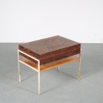 m25878 1950s Sewing box on white metal base with wengé wood Coen de Vries Everest, Netherlands
