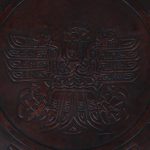 m25900 1960s Rare carved leather pouf Angel Pazmino Ecuador