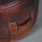 m25900 1960s Rare carved leather pouf Angel Pazmino Ecuador