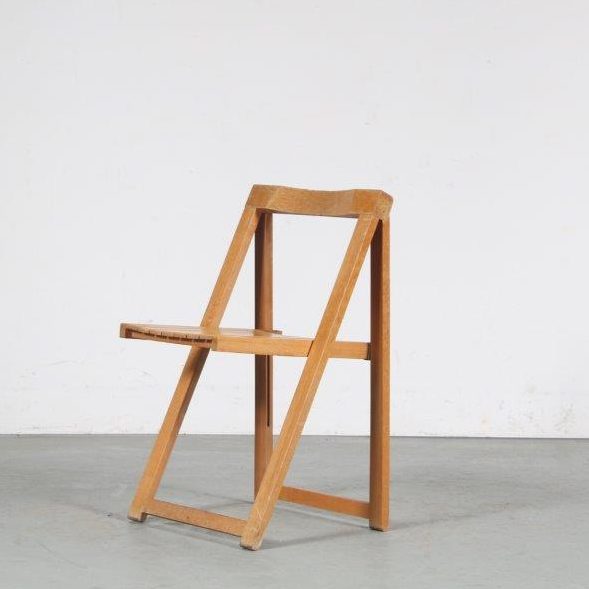 m25899 1970s Pine wooden folding chair Aldo Jacoben Alberto Bazzani, Italy