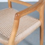m25845 1970s Model 68 oak wooden dining chair with armrest Moller Moller, Denmark