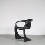 mb410-25 2000s Black plastic "Casalino" chair with armrests (1970s design) Alexander Begge Casala, Germany