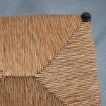 m26002 1950s Rectangular hocker / stool on black wooden base with rush upholstery Italy
