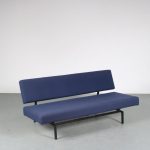 m26011 1960s 2-Seater sofa on black metal frame with blue upholstery Martin Visser Spectrum, Netherlands
