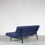 m26011 1960s 2-Seater sofa on black metal frame with blue upholstery Martin Visser Spectrum, Netherlands