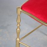 m26111-2 1960s Solid brass highback side chair with new upholstered red velvet seat Chiavari, Italy