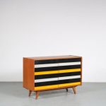 m26064 1950s Oak wooden drawer cabinet with eight coloured laminated drawers Jiroutek, Czech