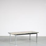 m25711 1960s Rectangular coffee table on chrome metal base with rasin top with stones Netherlands