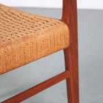 m25528 1950s Teak Danish side / dining chair with papercord seat Glyngøre Stolefabric / Denmark