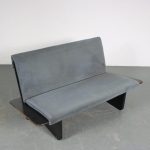 INC102 1960s Black plywood interlocking 2-seater sofa, Sweden