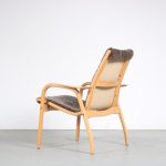 m26130 1960s "Lamino" lowback chair in oak with sheepskin upholstery Yngve Ekström Svedese, Sweden