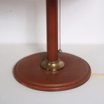 L4813 1950s Adnet style leather with brass table lamp France