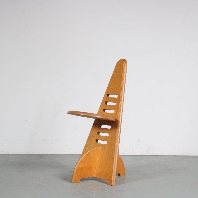 m26167abc 1980s Adjustable pyramid shaped birch chair Lundia, Netherlands