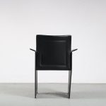 m26018 1980s Set of 4 black leather dining / conference chairs Tito Agnoli Arrben, Italym26018 1980s Set of 4 black leather dining / conference chairs Tito Agnoli Arrben, Italy
