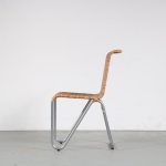 m26198 1990s "Diagonal" chair on chrome metal pipe frame with rush seat W.H. Gispen Dutch Originals, Netherlands