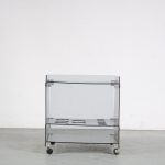 m26201 1970s Blue lucite bar trolley with chrome details in the style of Michel Dumas France