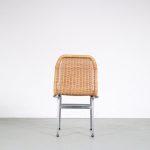 m25995 1950s Dining chair on chrome metal base with wicker upholstery Dirk van Sliedregt Rohé, Netherlands
