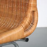 m25995 1950s Dining chair on chrome metal base with wicker upholstery Dirk van Sliedregt Rohé, Netherlands