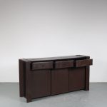 m25681 1970s Sideboard with dark brown leather upholstery Guido Faleschini Mariani, Italy