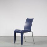 m26268 1990s Set of 6 dining chairs in aluminium with blue plastic, model Louis 20 Philippe Starck Vitra, Germany