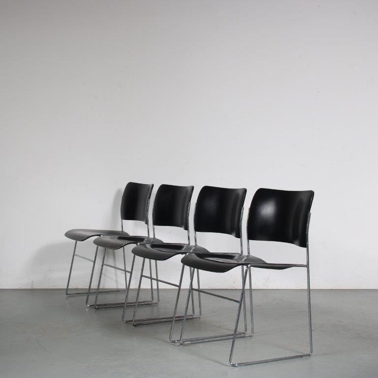 1960s Set of stacking chairs by David Rowland for Seid International, USA