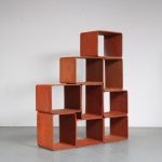 m25891 1960s Modular book case with nine wooden cube elements Carlo de Carli Fiarm Scorzè Venezia, Italy