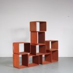m25891 1960s Modular book case with nine wooden cube elements Carlo de Carli Fiarm Scorzè Venezia, Italy