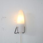 L4744 1950s Small wall lamp, black wire metal with milk glass hood Louis Kalff Philips / Netherlands