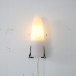 L4744 1950s Small wall lamp, black wire metal with milk glass hood Louis Kalff Philips / Netherlands