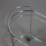 m25991 1970s Chrome trolley with two crystal glass tops Gae Aulenti Fontana Arte, Italy