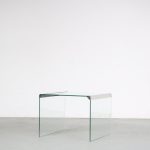 m26170 1970s Pair of side tables in glass with chrome details Pierangelo Galotti Gallotti & Radice, Italy