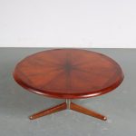 m26237 1960s Rosewooden coffee table with three legs and round top Netherlands
