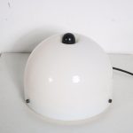 L4926 1960s Table lamp in white glass and metal Pruluce Murani Vetri, Italy