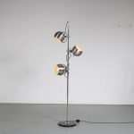 L4966 1960s Floor lamp on chrome with black metal base with three aluminium adjustable balls Wilko, Netherlands