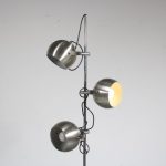 L4966 1960s Floor lamp on chrome with black metal base with three aluminium adjustable balls Wilko, Netherlands