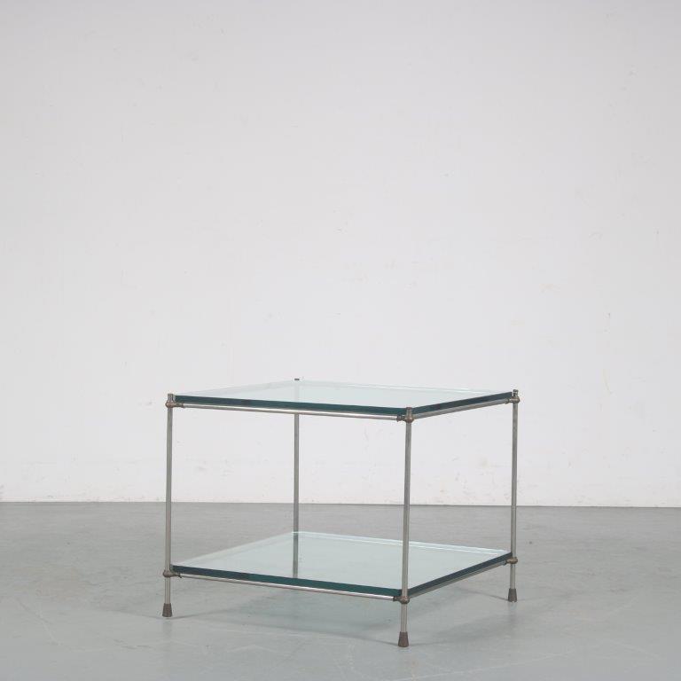 m26296 1970s Square coffee table with two thick glass tops Peter Ghyczy Ghyczy, Netherlands