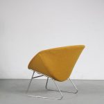 m25893 1960s Easy chair on chrome metal base with new upholstered shell Rudolf Wolf Rohé, Netherlands