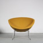 m25893 1960s Easy chair on chrome metal base with new upholstered shell Rudolf Wolf Rohé, Netherlands