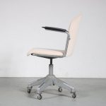 m26348 1950s Desk chair on heavy metal president's base, new ribcord upholstery W.H. Gispen Gispen, Netherlands