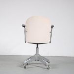 m26348 1950s Desk chair on heavy metal president's base, new ribcord upholstery W.H. Gispen Gispen, Netherlands