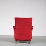 m26320 1950s Red velvet upholstered easy chair Theo Ruth Artifort, Netherlands