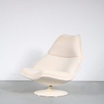 m26254 1960s Swivel chair on white metal base with new upholstery Geoffrey Harcourt Artifort, Netherlands