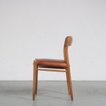 m26294 1950s Oak dining chair with original leather upholstery Moller Moller, Denmark